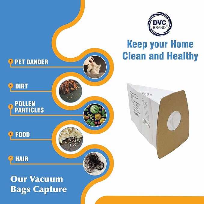 DVC Replacement Micro-Lined Paper Bags For Eureka Style C Mighty Mite 3000, 3100 Series | 2-Ply Micro Filtration Stops 99.7% of Particles | 3 Pack