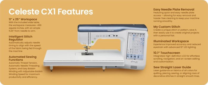 Brother Celeste CX1 Sewing and Quilting Machine with Stitch Regulation